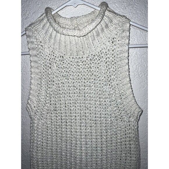Moth Anthropologie Sleeveless Sweater Mock Neck White Small Heavy Knit Z - Picture 2 of 8